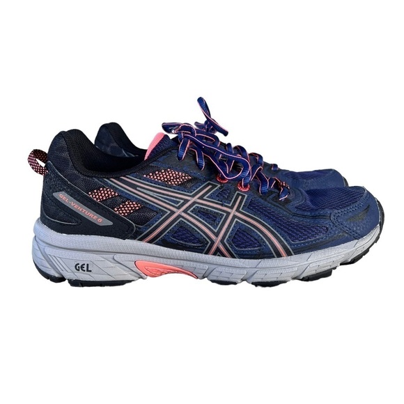 ASICS Gel-Venture 6 Rugged Trail Athletic Shoe Indigo Blue Black Coral Size 7.5 - Picture 2 of 11